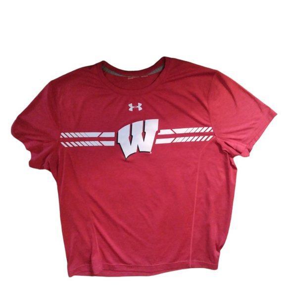 NWOT UNDER ARMOUR Wisconsin Badgers Red Short Sleeve T Shirt XL NWOT - Picture 2 of 4